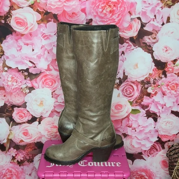 Office womens tall brown leather boots size 6 Made in Portugal 3" heel - Picture 5 of 8